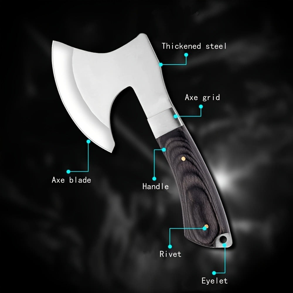 420J2 Steel Camping Axe with Non-Slip Sandalwood Handle and Fireproof Body