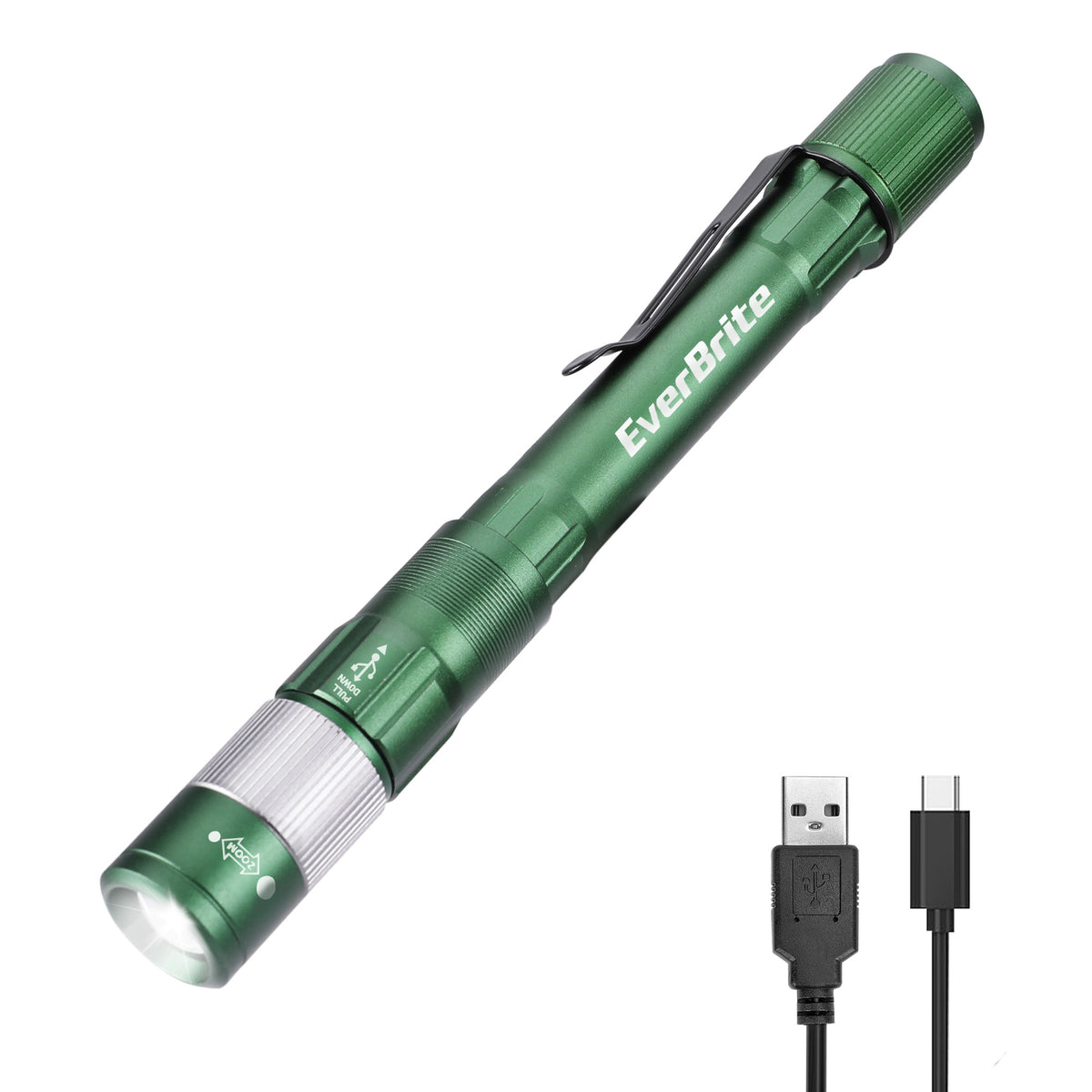 Rechargeable LED Pen Light Flashlight Water Resistant Aluminum Compact