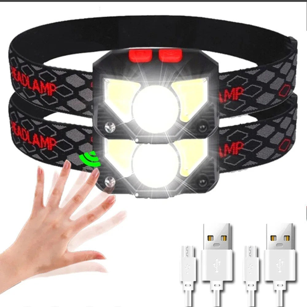 Rechargeable LED Headlamp with Bright White & Red Light for Outdoor Camping Hiking