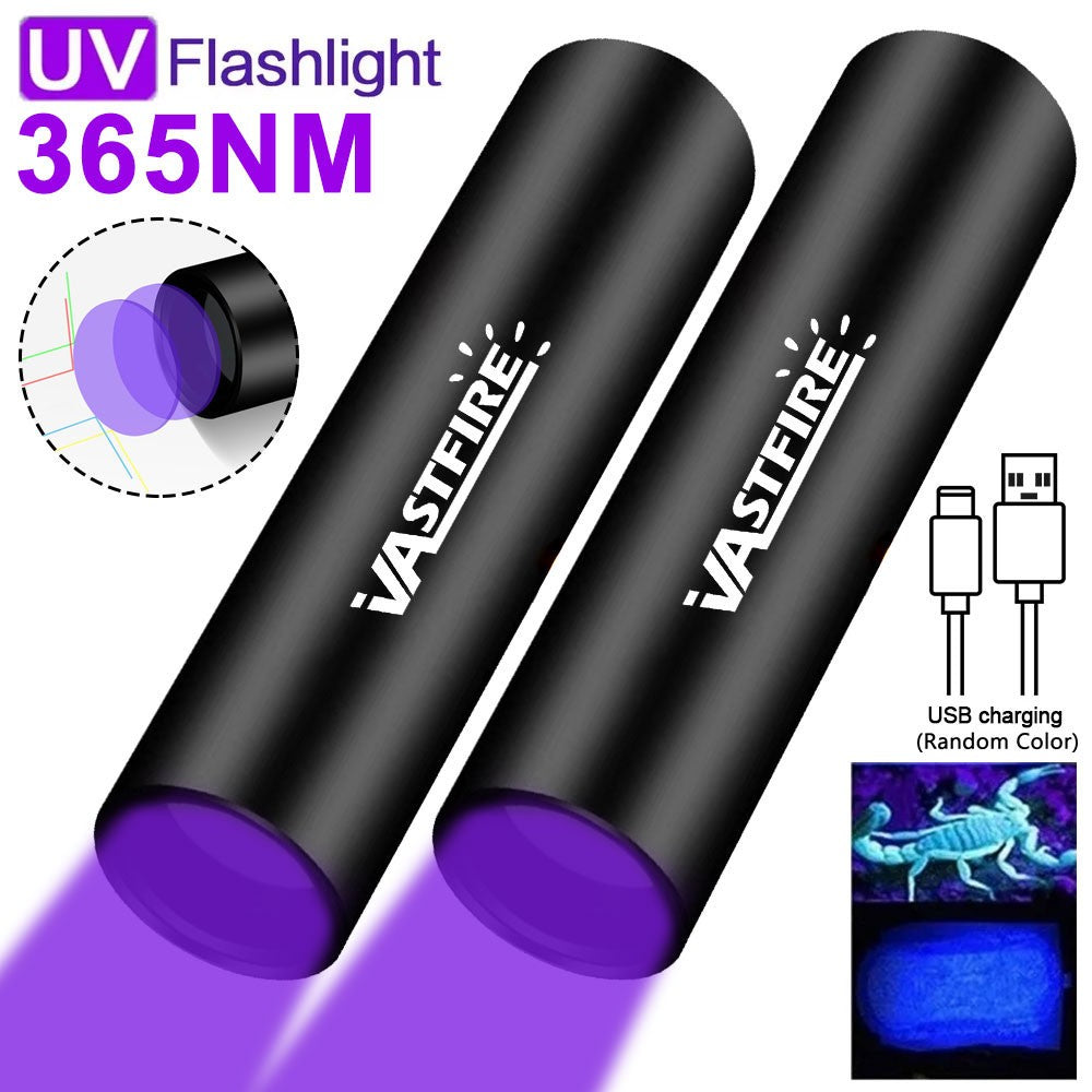 365nm UV Handheld Blacklight Torch LED Flashlight USB Rechargeable
