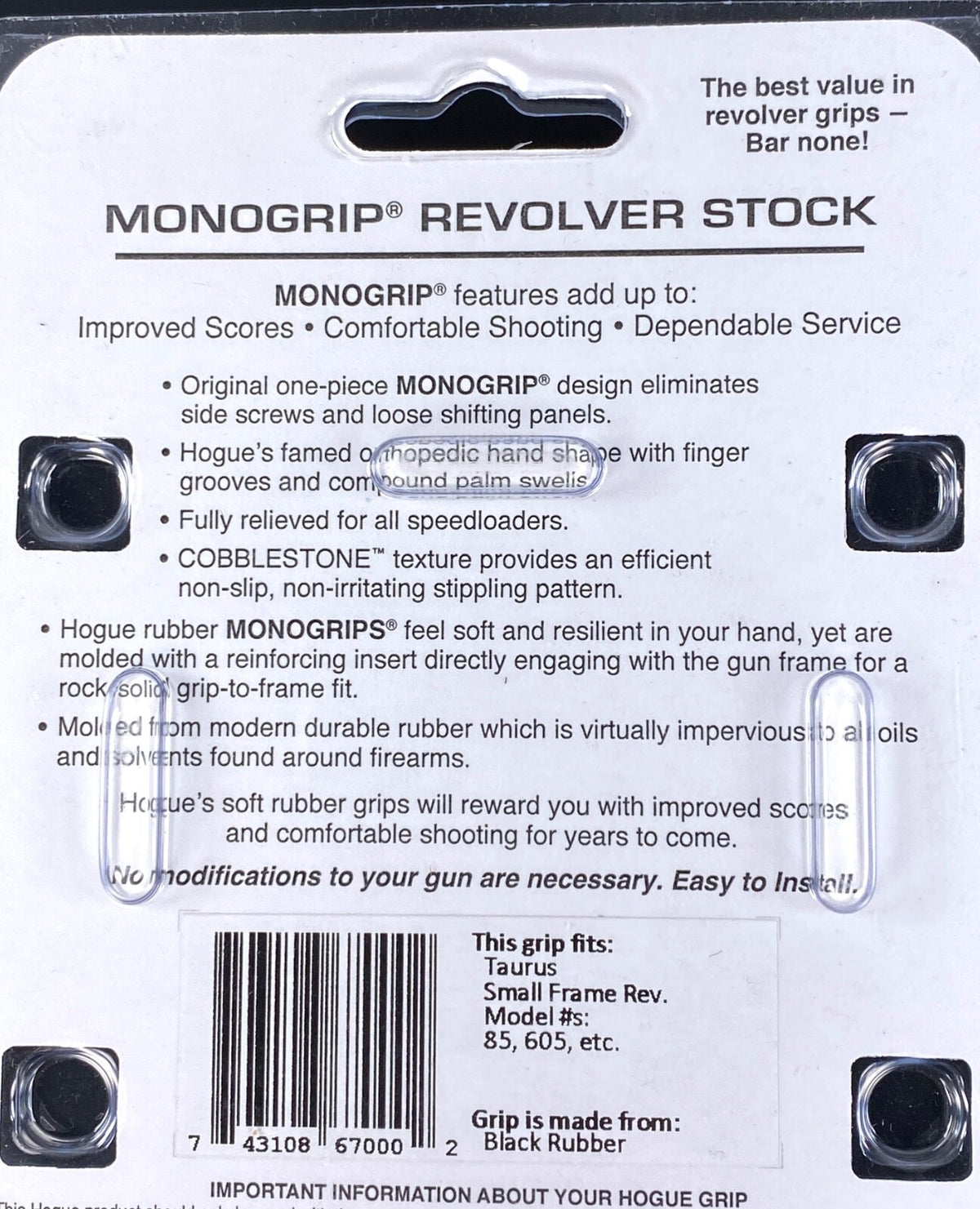 Rubber Monogrip for Taurus Revolvers - Recoil Absorbing Handle
