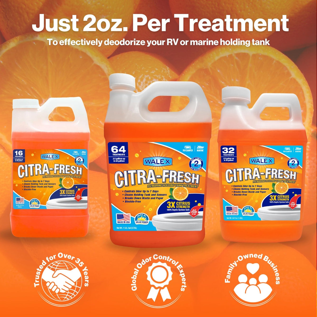 RV & Marine Holding Tank Deodorizer - Citrus Liquid Treatment for Black Tanks