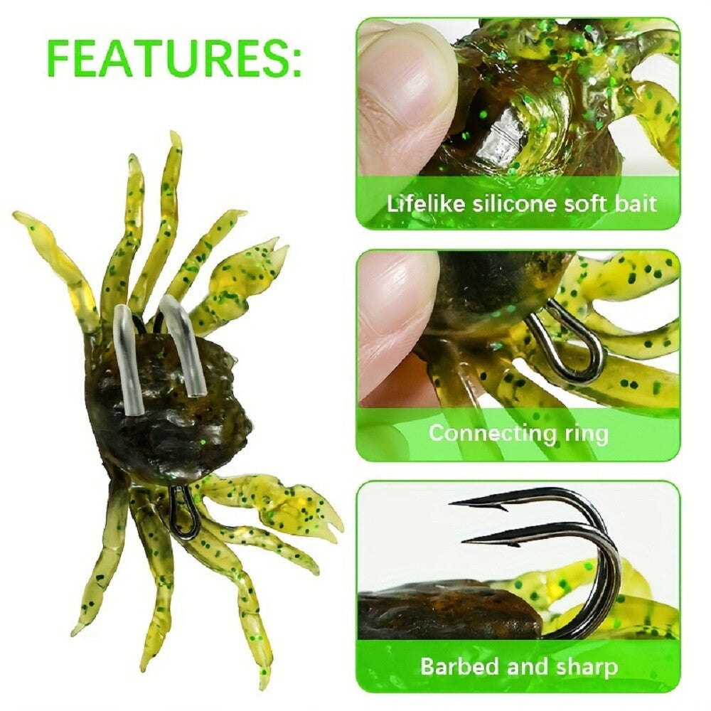 12pcs Artificial Crab Lure Soft Bait with Sharp Hooks for Fishing