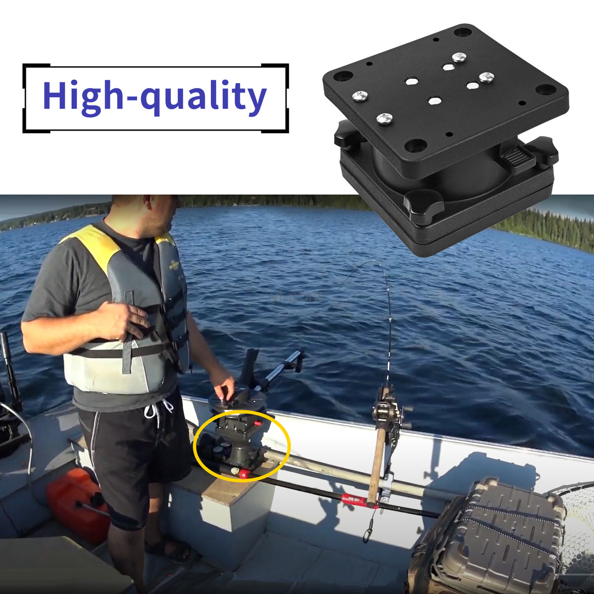 Swivel Pedestal Mount for Downrigger Fishing Equipment - 360° Rotation