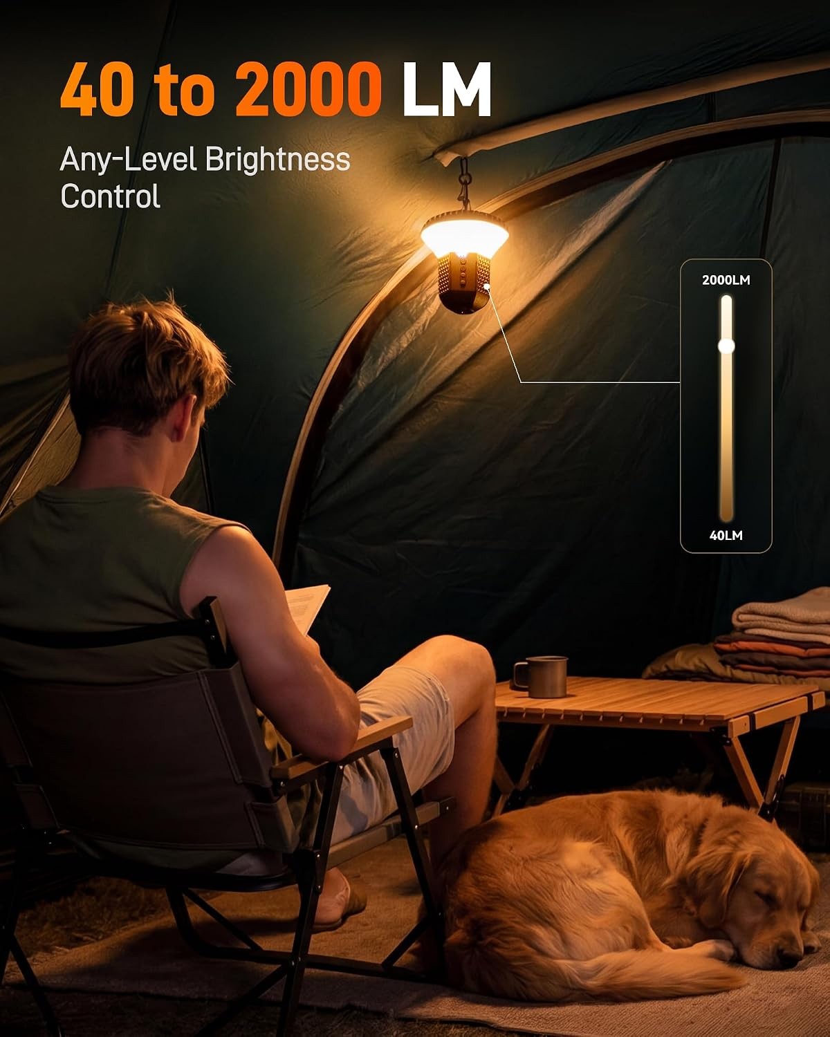 Rechargeable Camping Lantern 2000LM with Tripod & RGB Light Modes