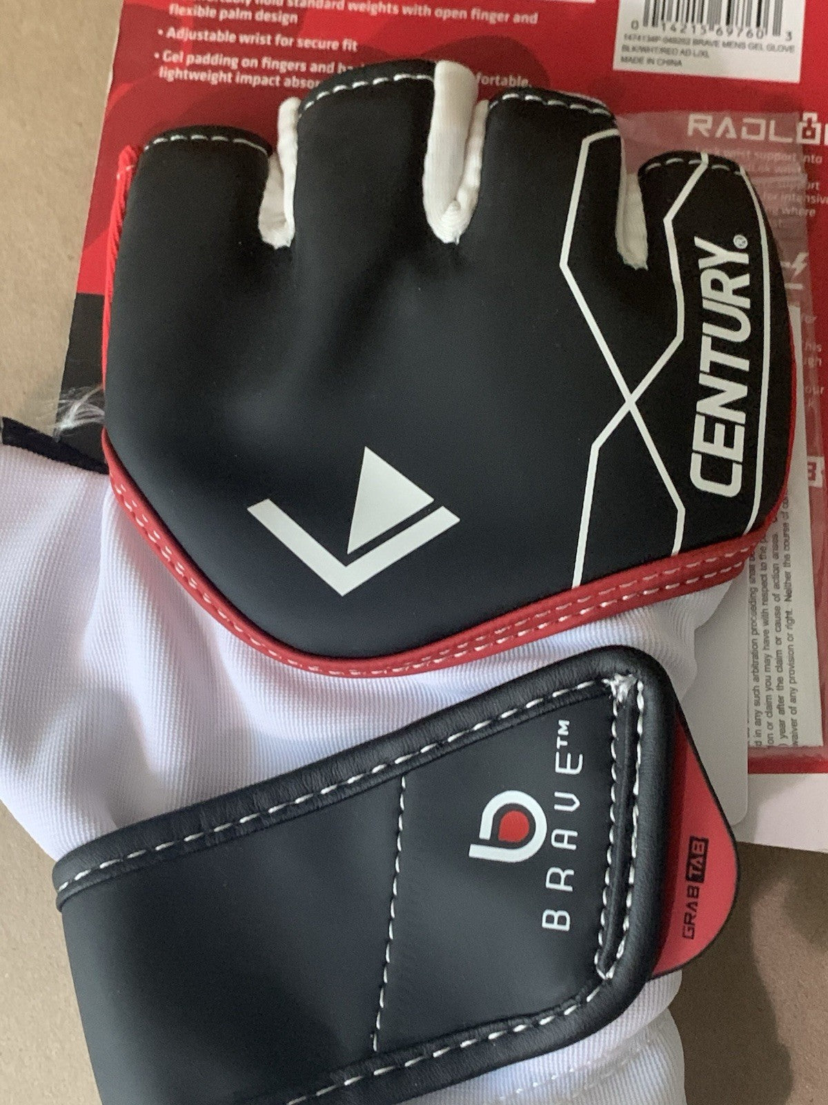 Adult Men’s Gel Bag Gloves - Black White Red L/XL Boxing & MMA Gear