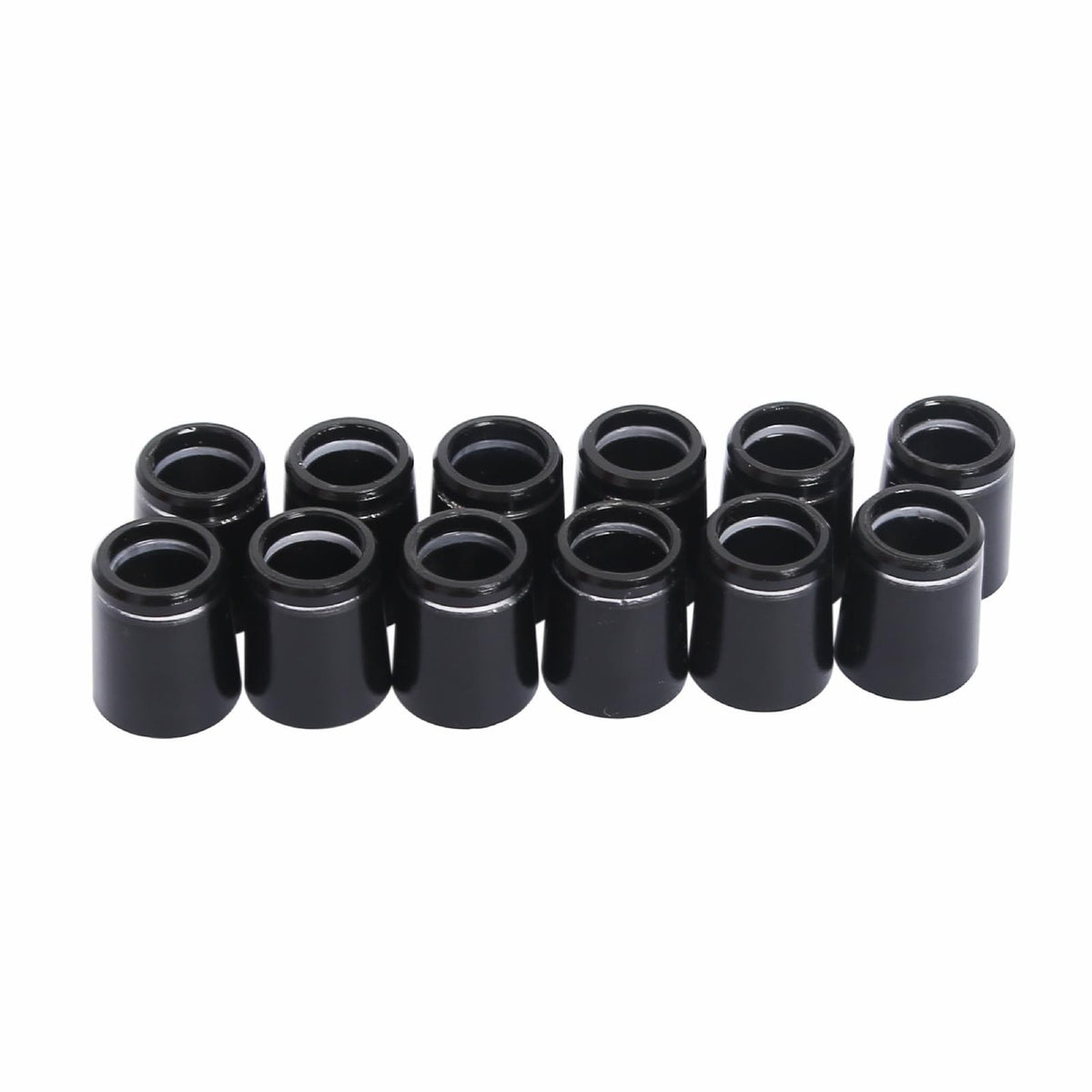 Golf Club Ferrules 12 Pcs 0.355'' Black with Silver Ring for Irons Shaft