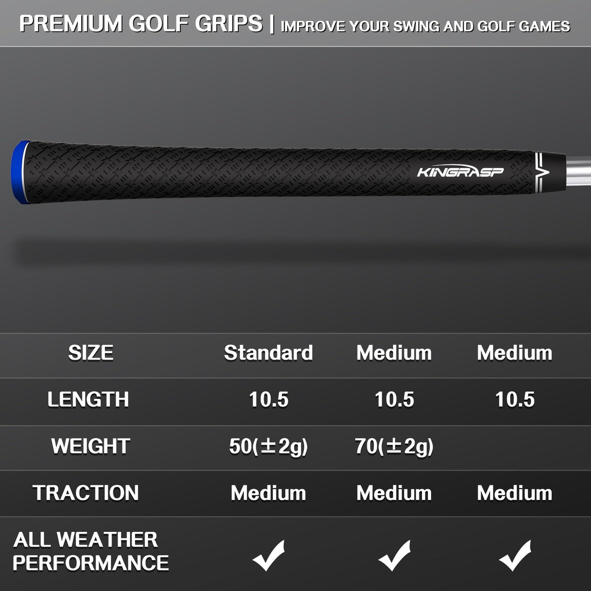 Golf Club Grips Set 13 Soft Rubber Multi-Compound Orange Standard