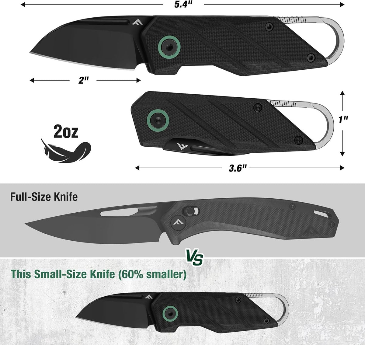 Mini Folding Pocket Knife with Titanium Alloy Carabiner and D2 Steel Blade