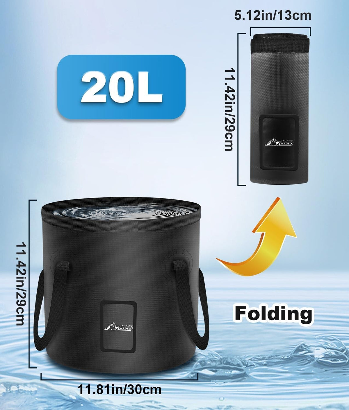 Portable Camping Shower with 5-Gallon Foldable Water Bucket & Rechargeable Pump