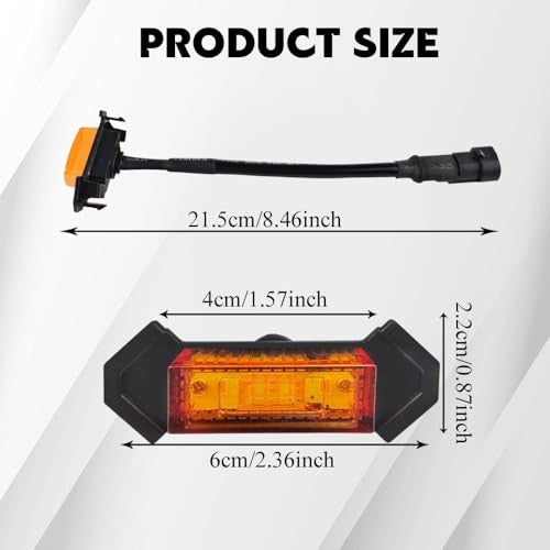 4PCS Amber LED Grill Lights with Fuse Adapter for Trucks - Waterproof Front Bumper Lamps