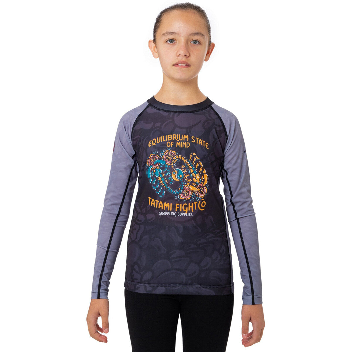 Kids Recycled Long Sleeve Rashguard for Jiu-Jitsu - Gray