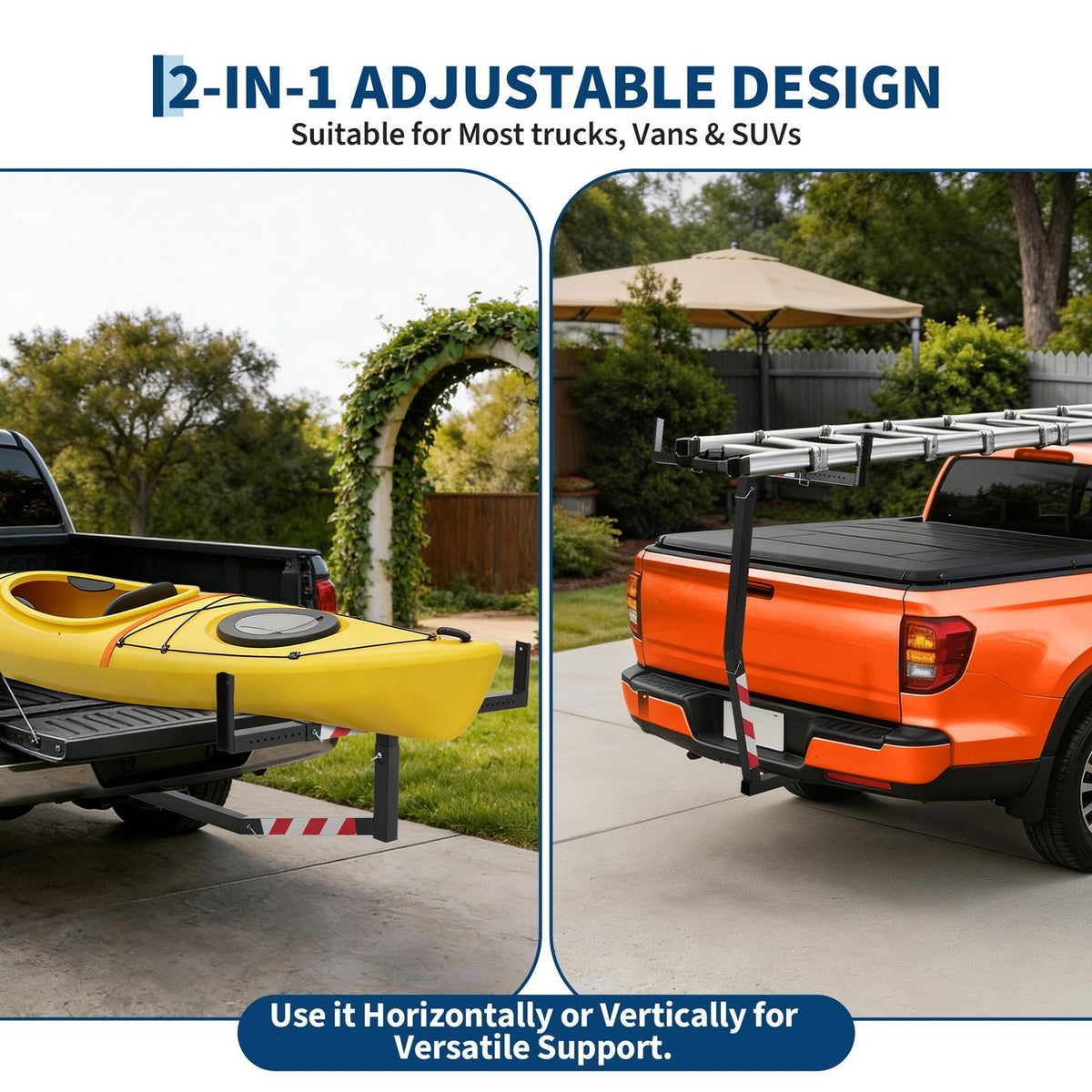 Heavy Duty Truck Bed Extender Hitch Mount 750 lbs Adjustable Cargo Support