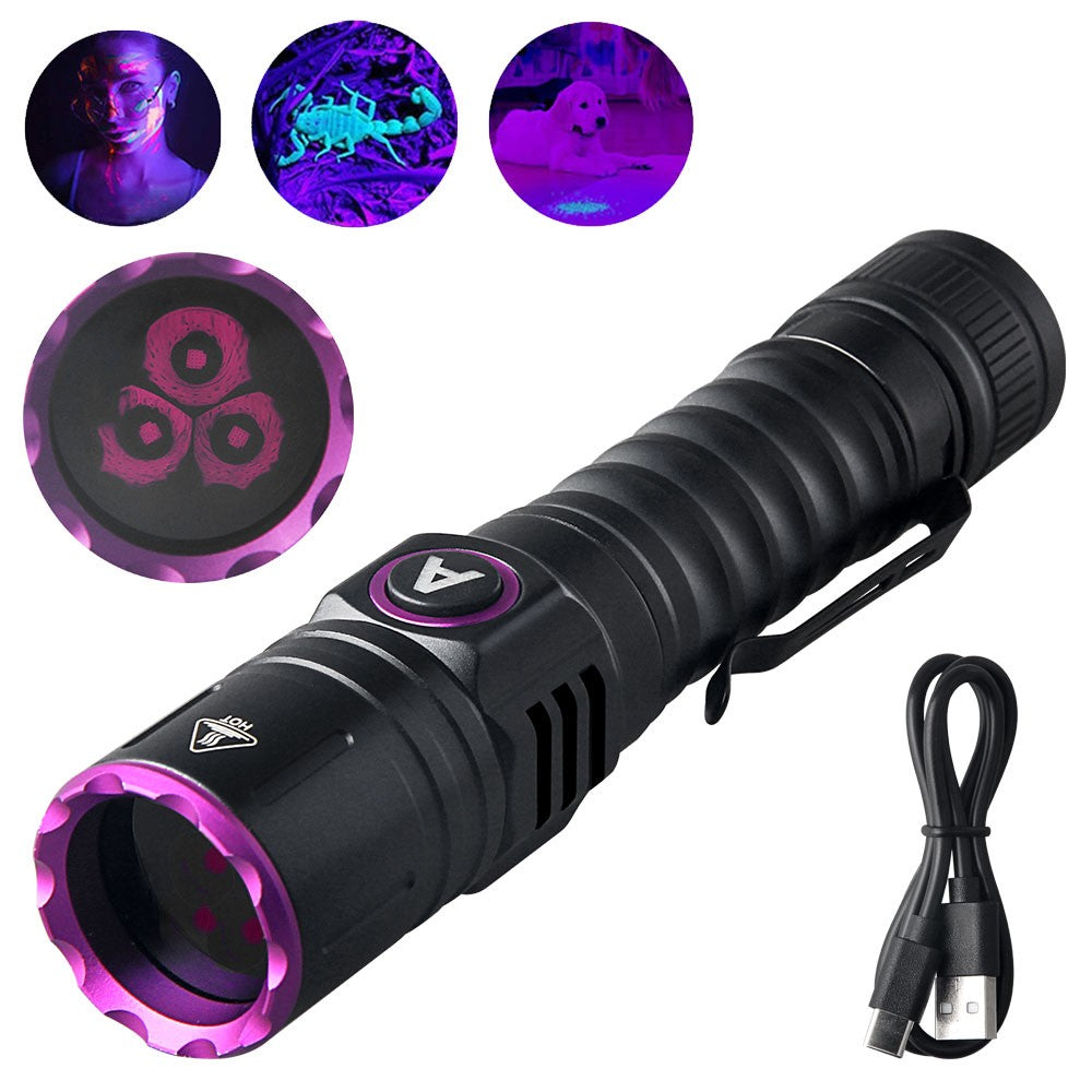 15W UV LED Flashlight Blacklight with USB-C Charging Inspection Torch