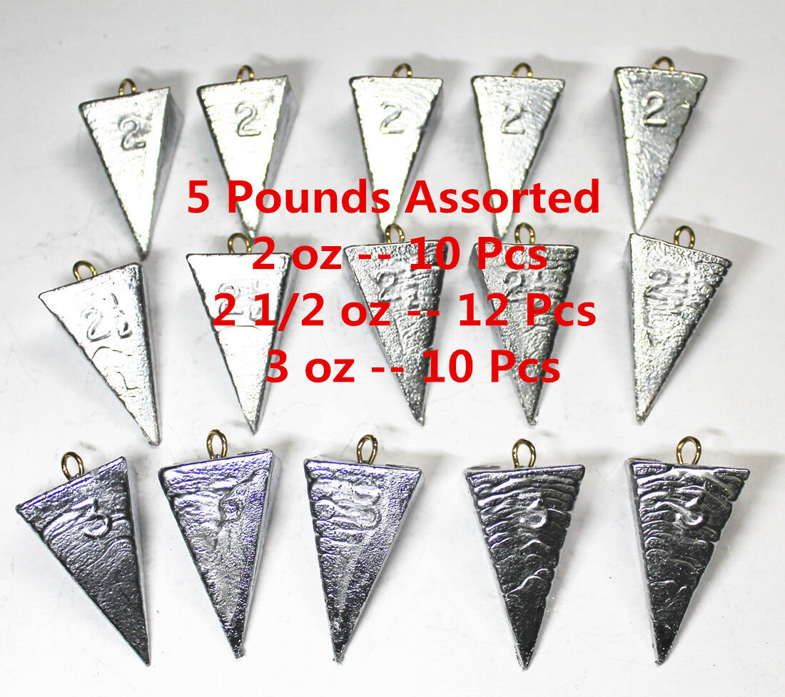 Fishing Sinkers Pyramid Sinkers Assorted Weights 5 LB for Surf Fishing