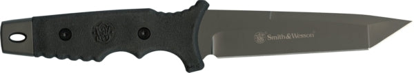 Smith & Wesson Fixed Blade Tanto Knife with High Carbon Steel Blade and Rubber Handle