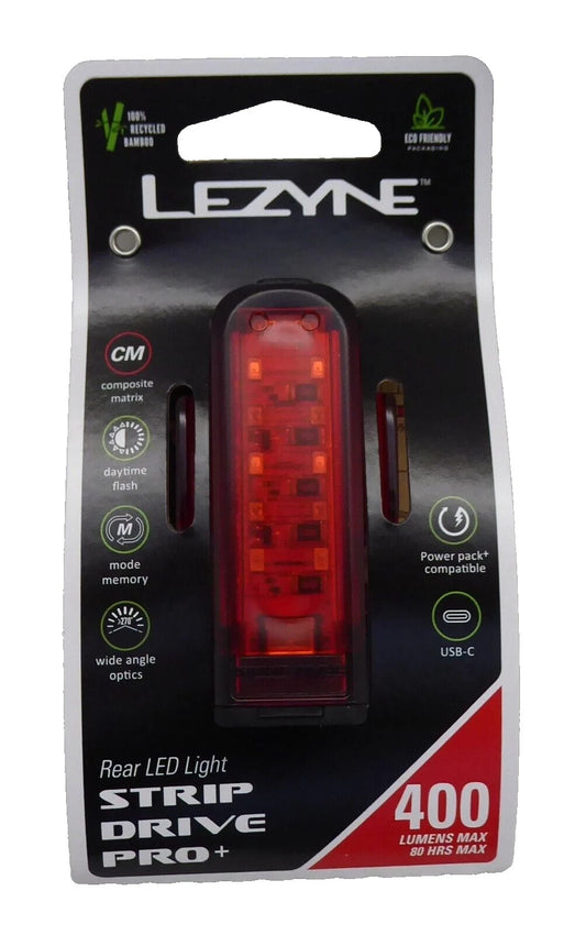 Lezyne Rear Bike Light 400 Lumens Waterproof USB-C Mount Black