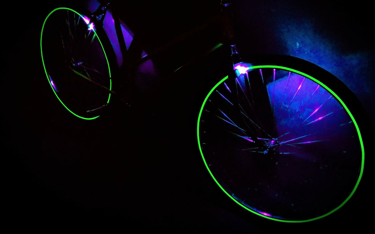 Glow in Dark Bicycle Rim Lights Kit with UV Activation - Green