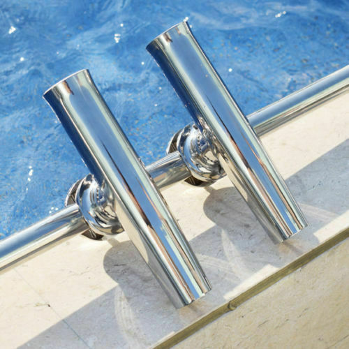 Stainless Steel Boat Fishing Rod Holder Clamp-On Rail Mount 1-1/4"