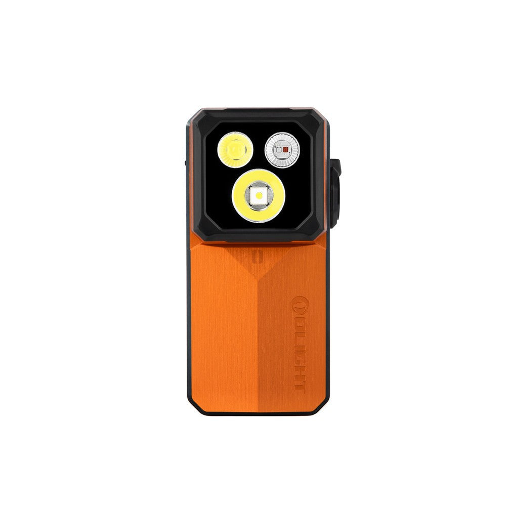 Olight Oclip 2 Ultra Amber Orange Clip Flashlight with UV Floodlight Red Spotlight 580 Lumens