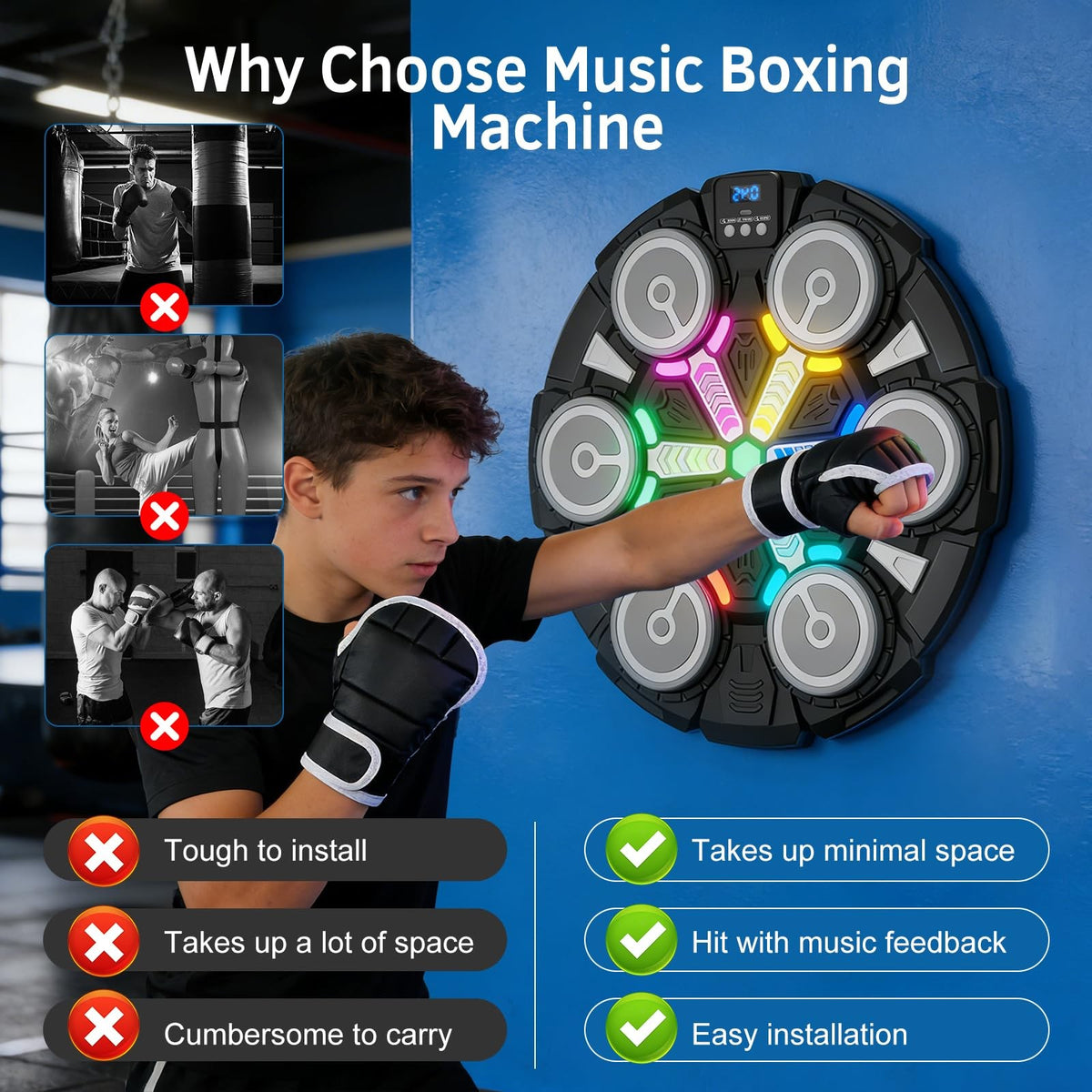 Bluetooth Wall Mounted Boxing Punching Bag Fitness Equipment for Kids Adults