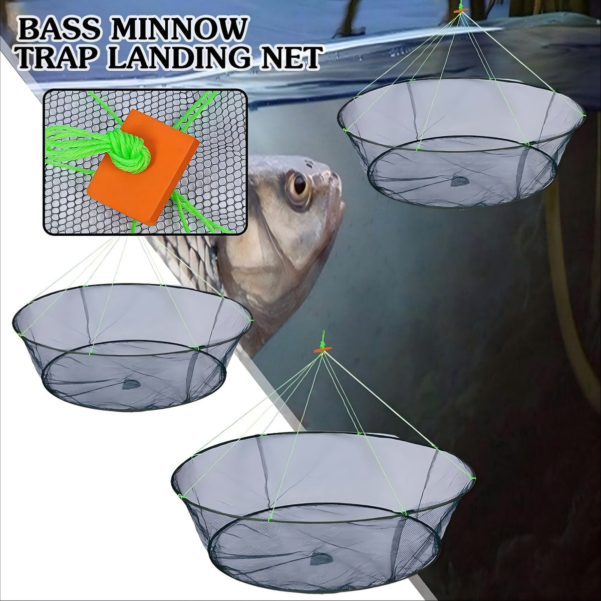 Foldable Fishing Bait Trap Mesh Net Cage for Crab Shrimp Minnow Crayfish