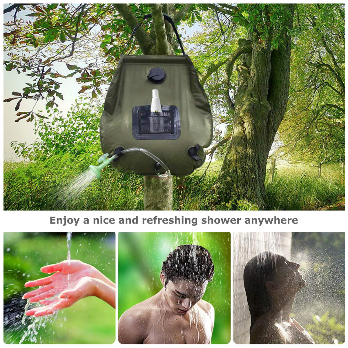 20L Portable Solar Heated Camping Shower Bag with Temperature Display