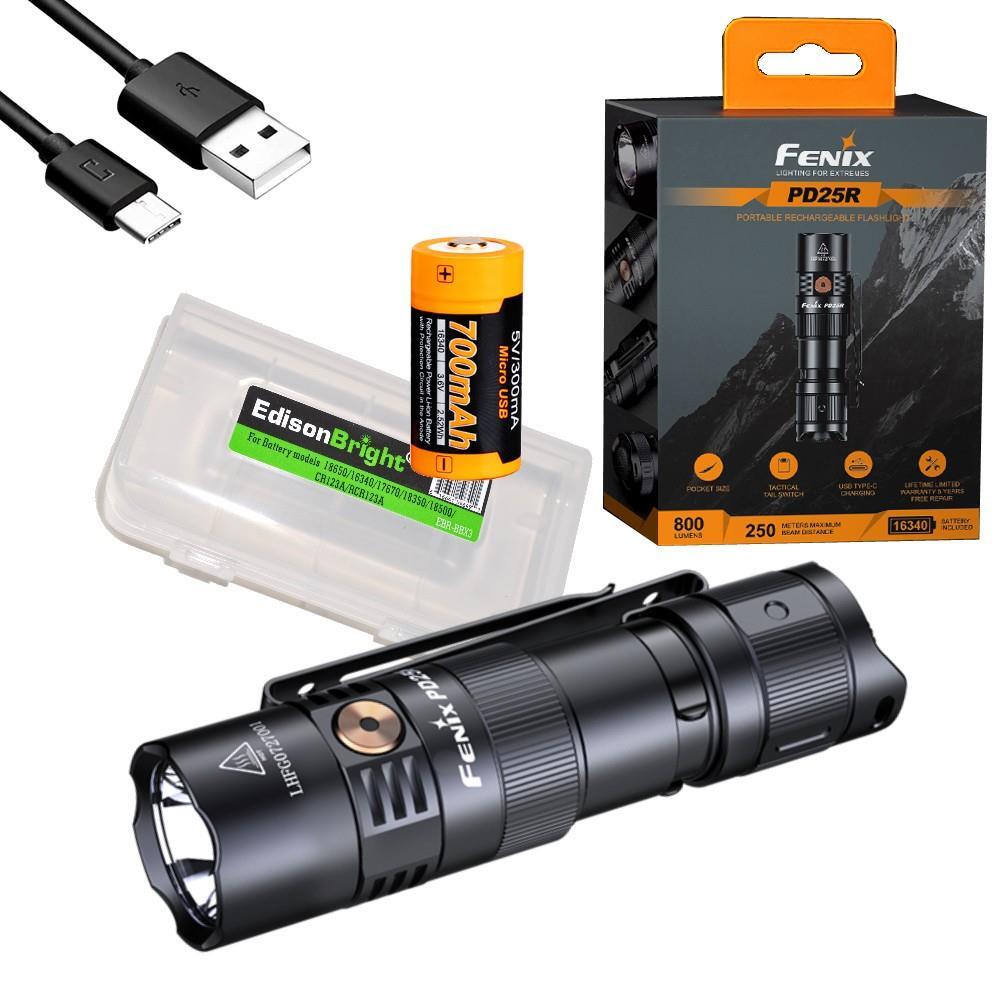 LED EDC Flashlight with Battery & Carrying Case - Compact, Waterproof, 800 Lumens
