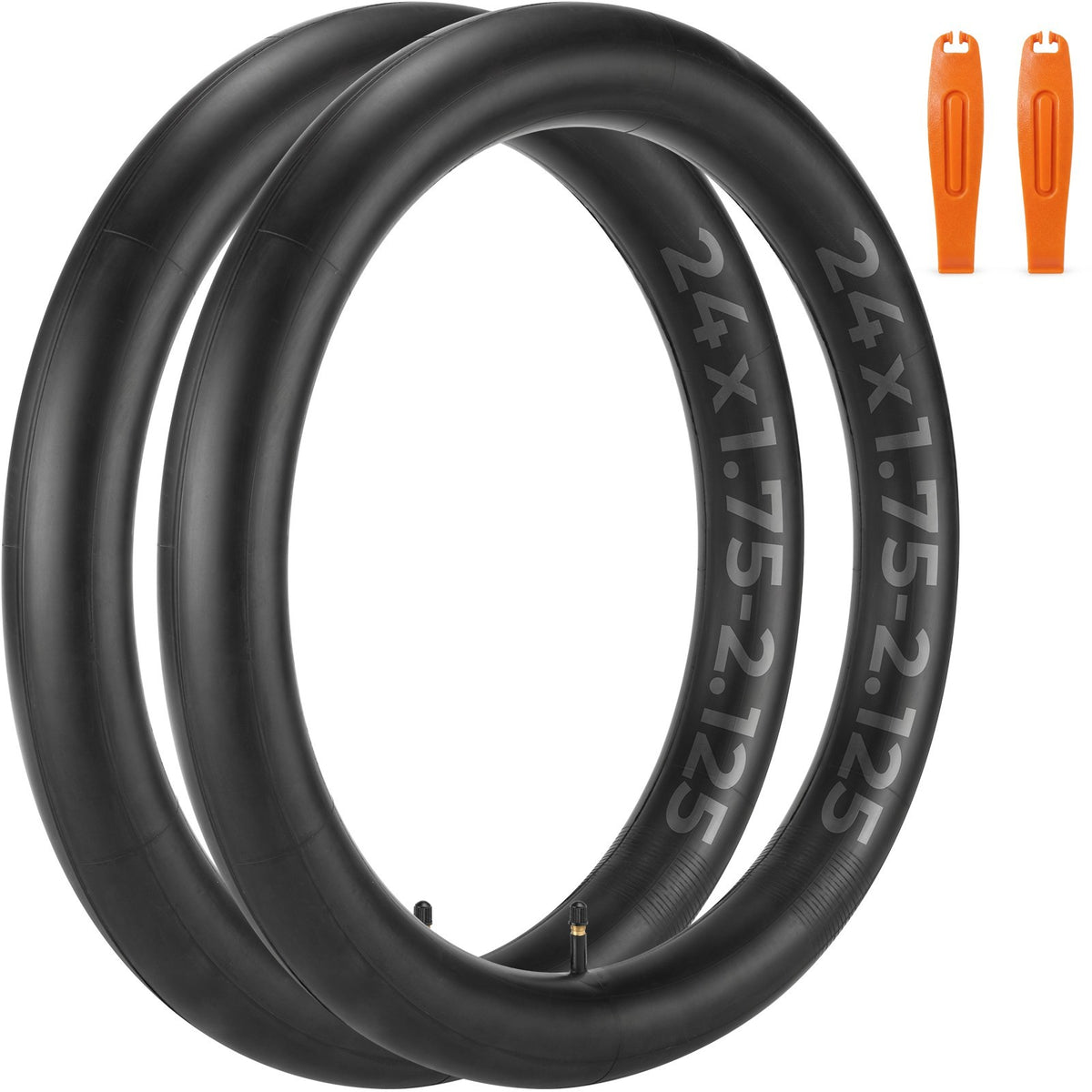 24-Inch Bike Inner Tubes Set - 2 Pack with Tire Levers, Schrader Valve