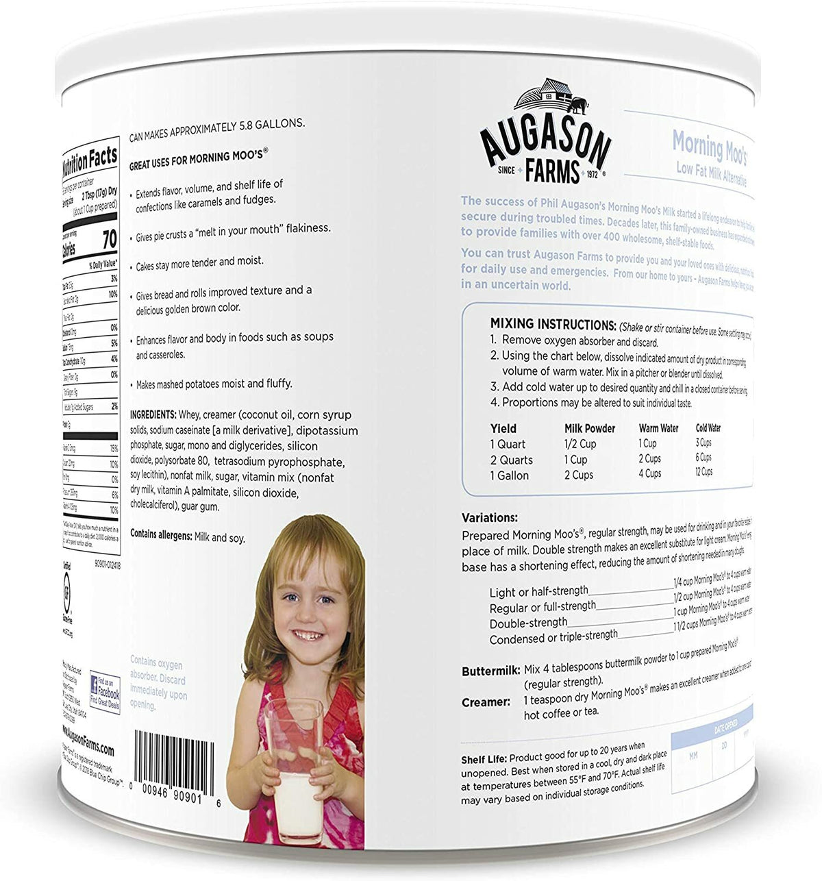 Low Fat Non-Dairy Milk Alternative Powder 3.5 lbs - Long Shelf Life