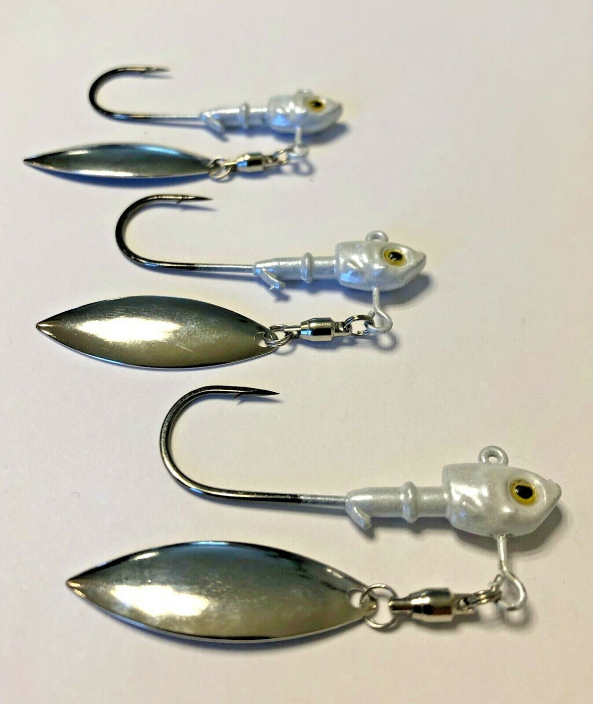 Herring Head Underspin Jig Heads for Bass, Walleye, Striper with 3D Eyes & Gamakatsu Hooks