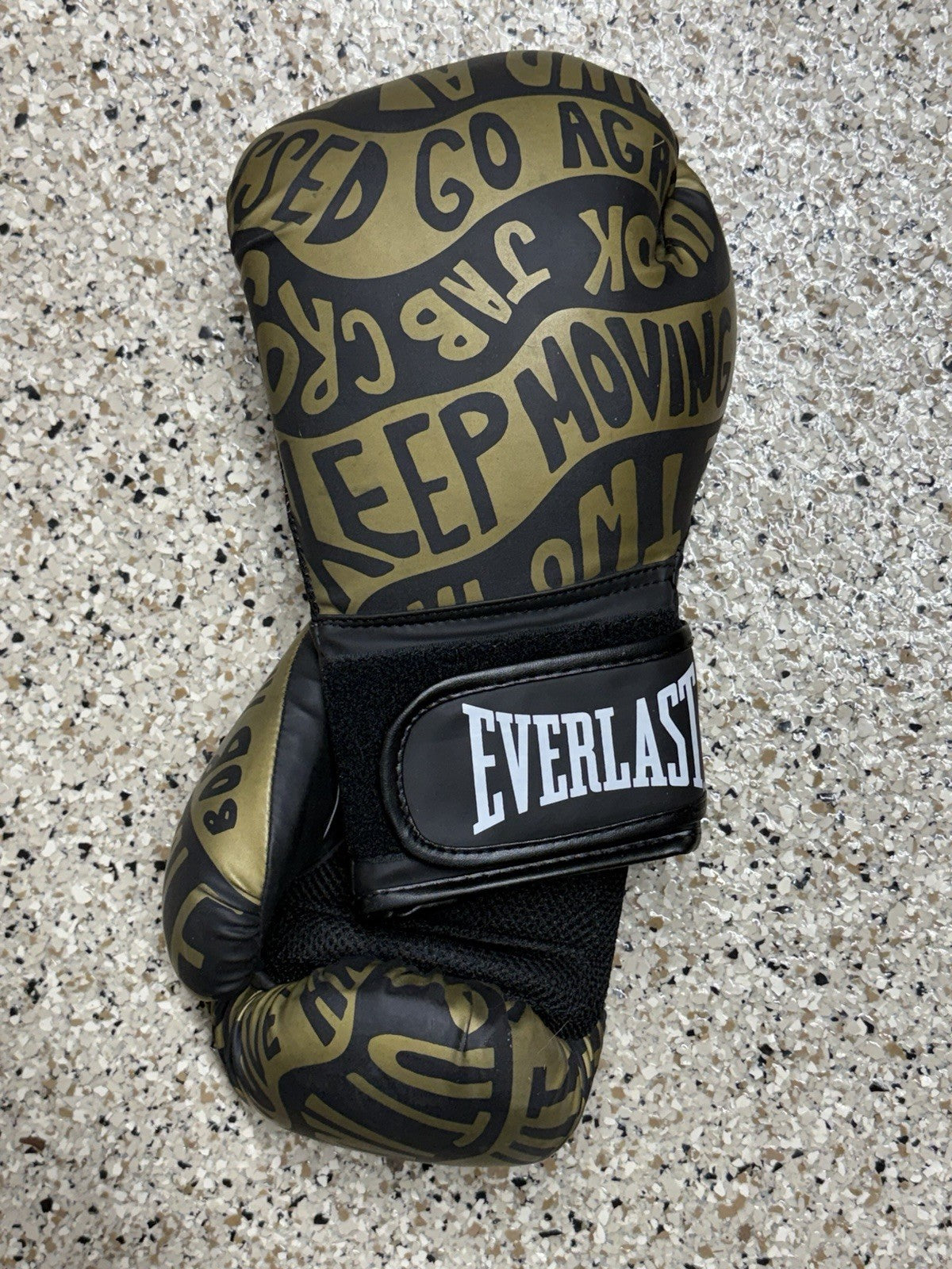 Everlast 16 oz Boxing Training Gloves Black and Gold for Fitness & Sparring