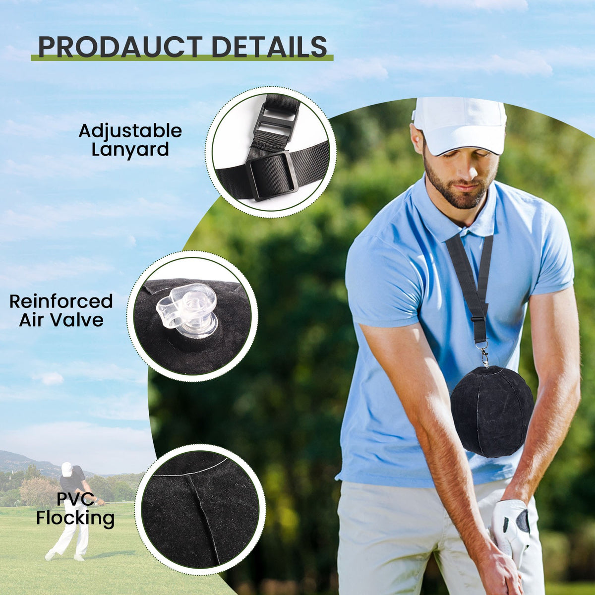 Portable Golf Swing Trainer Ball - Adjustable Practice Aid for Beginners