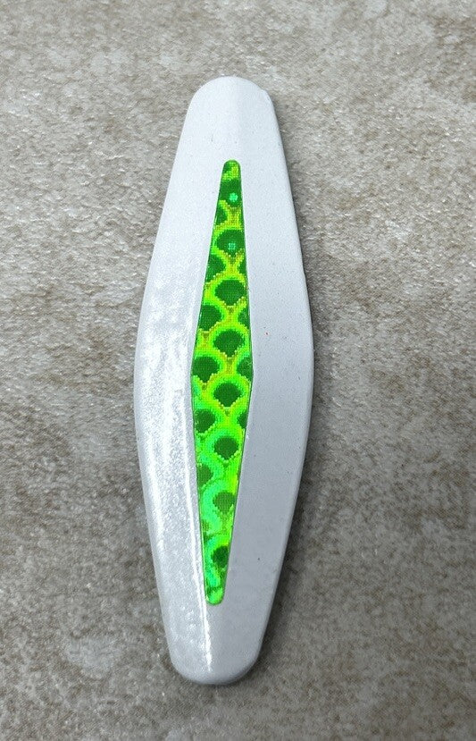 12 Pieces 2.5 Inch White and Green Fishing Rotators - Spinning Lures