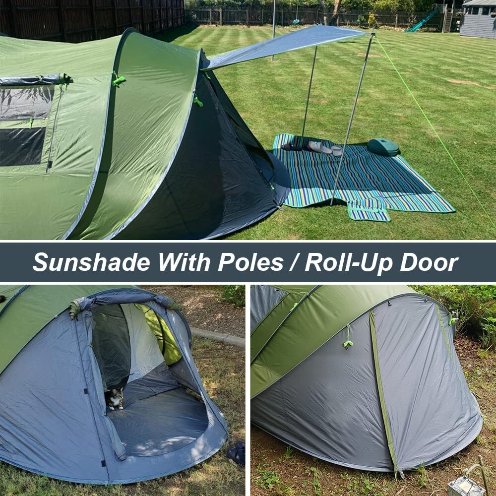 4-6 Person Waterproof Camping Tent with Instant Pop-Up Design and Double Layer