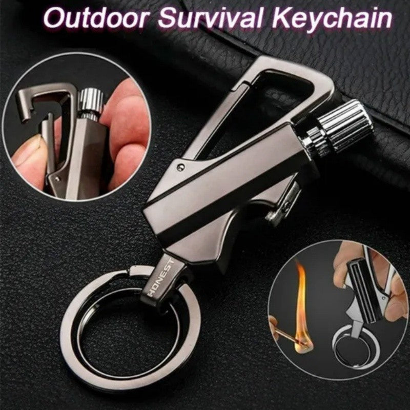 Portable Windproof Match Lighter with Keychain Bottle Opener - Outdoor Survival Tool