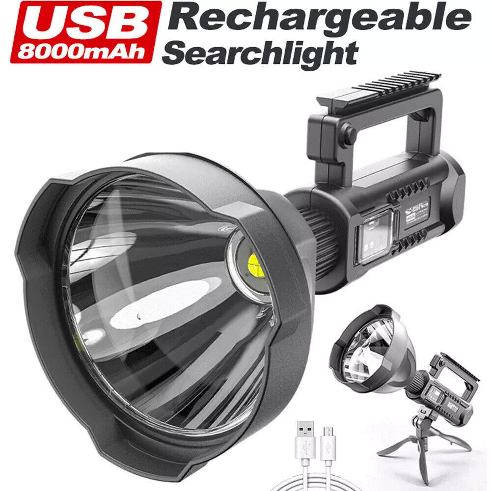Rechargeable LED Searchlight Spotlight 1000000 Lumens Handheld Flashlight