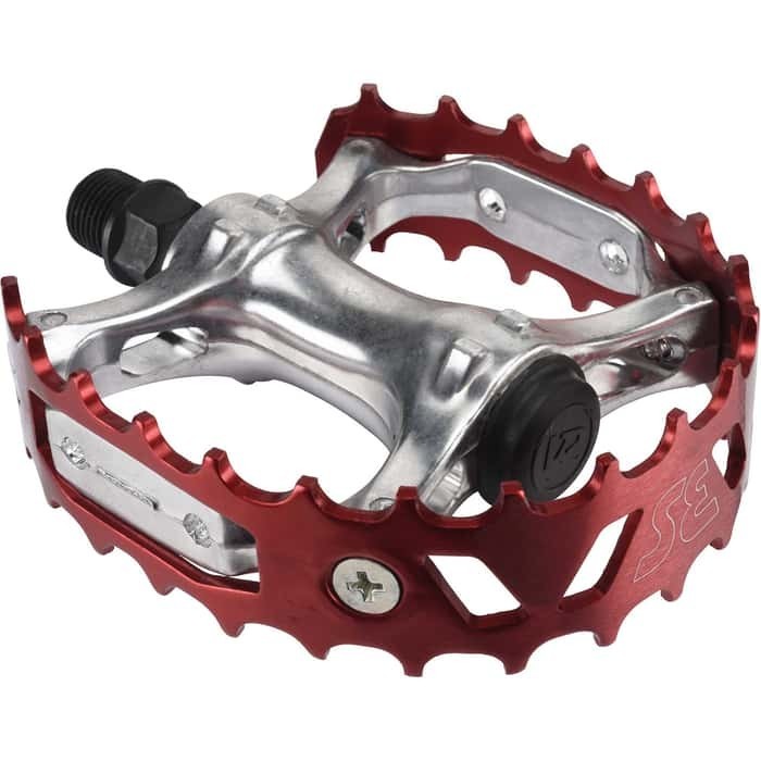 BMX Pedals - Red Aluminum Platform Pedals for Bikes, 9/16 Inch Spindles
