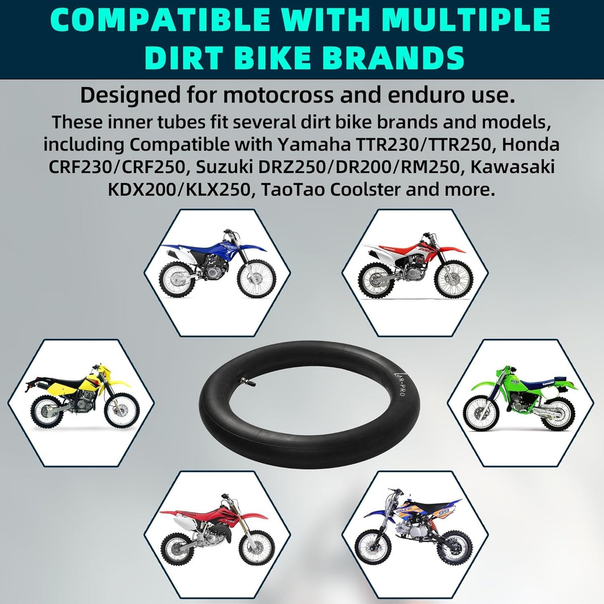 Heavy Duty 18-Inch Dirt Bike Inner Tube with TR4 Valve for Rear Tire 110/100-18