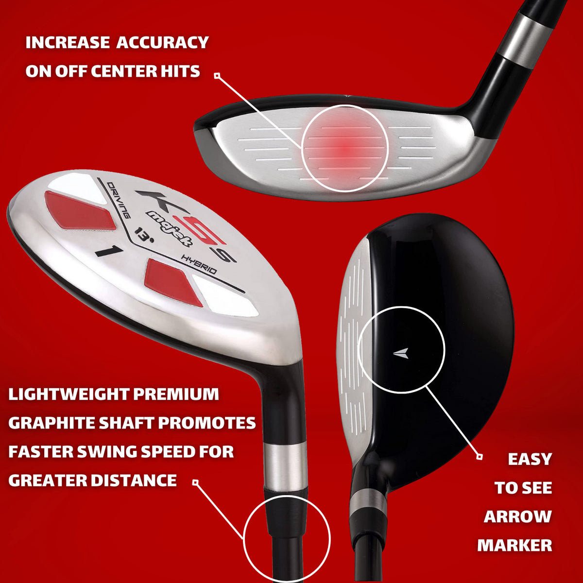 Senior Mens 13° Hybrid Golf Iron - Right Hand, Graphite Shaft, #1 Model