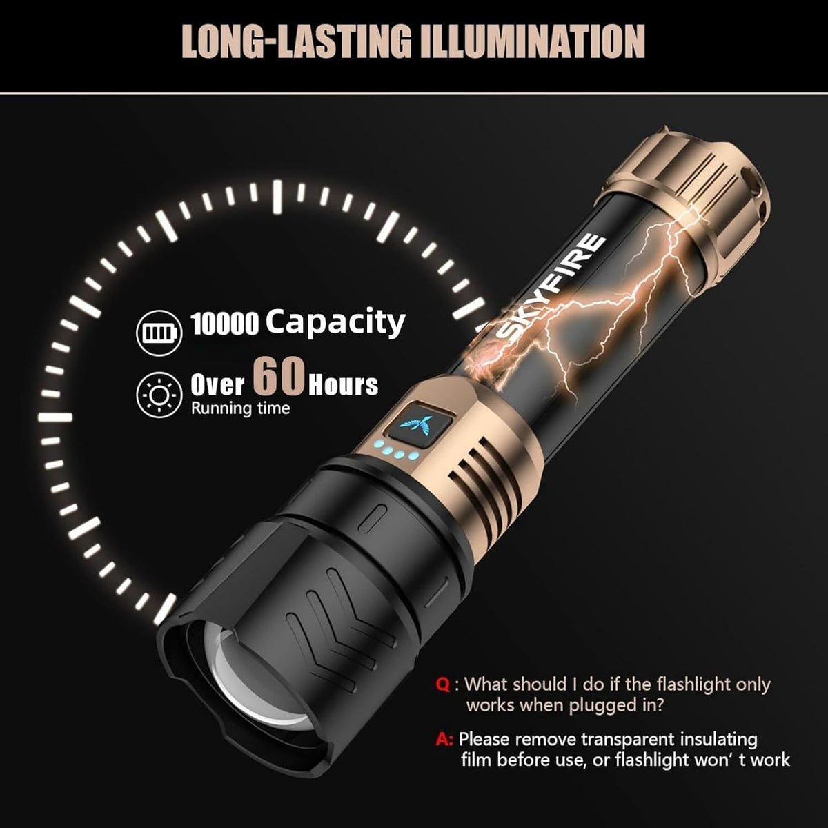 Rechargeable LED Flashlight 10000 Lumens Super Bright Handheld Torch with Zoom