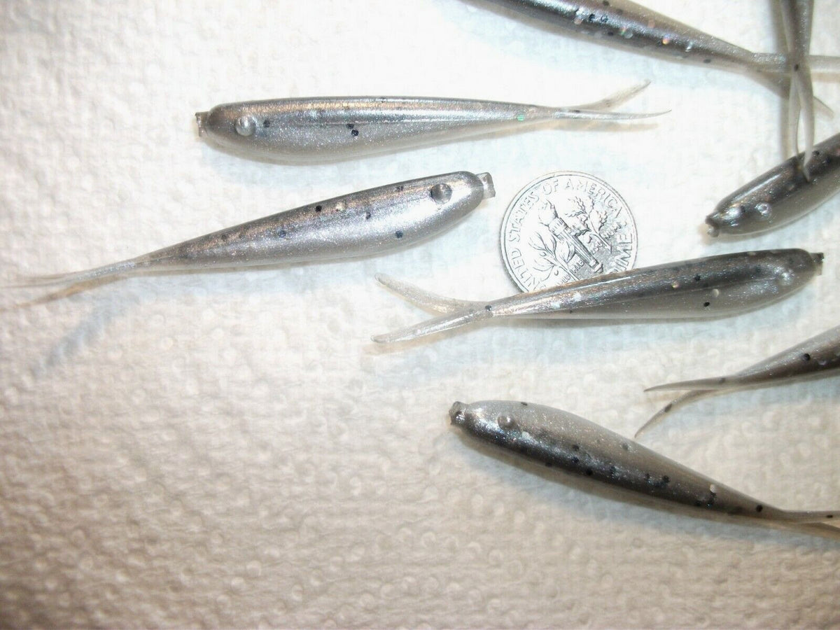 Fishing Lures Soft Plastic Minnows Flukes for Bass Walleye Pike 1/4" - Silver Shiner