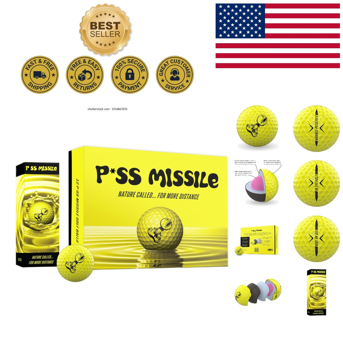 Golf Balls - 4-Piece High-Performance Distance Balls for All Skill Levels