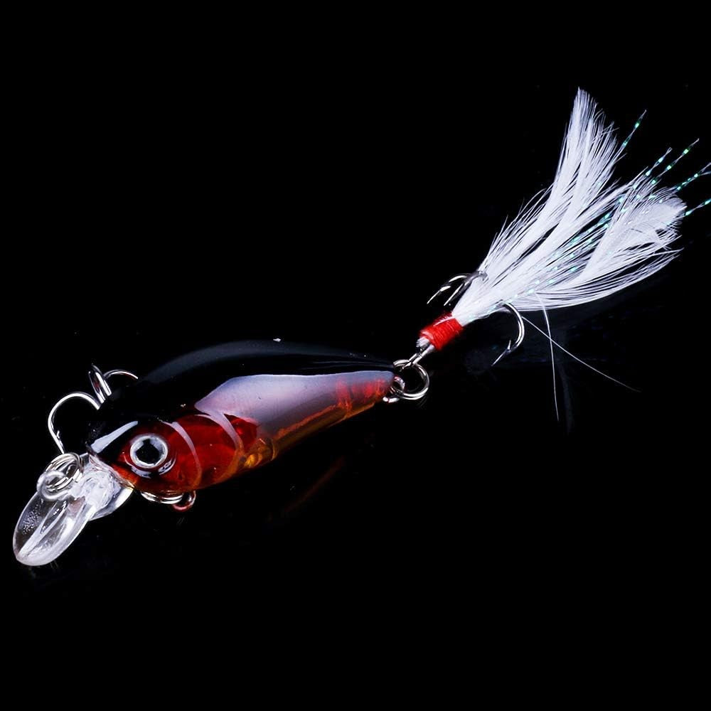 5PCS Saltwater and Freshwater Minnow Fishing Lures Crankbait with 3D Eyes