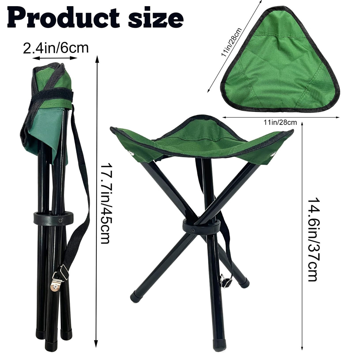 Portable Folding Camping Stool with 300lb Capacity Outdoor Tripod Chair