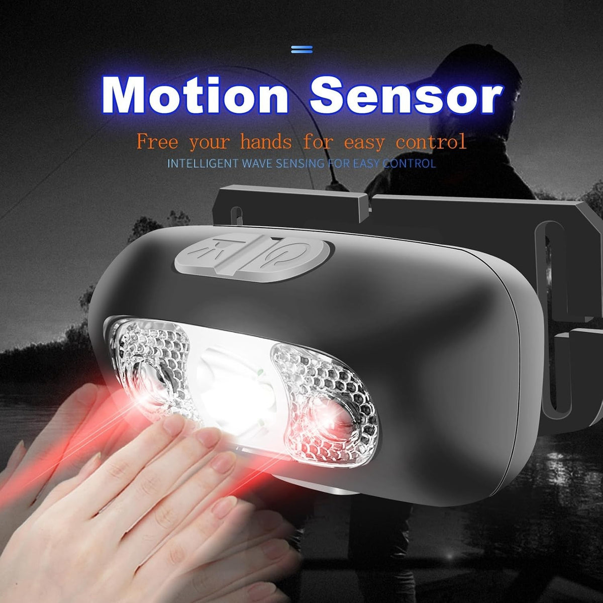 Compact 350 Lumen Headlamp with Motion Sensor - Lightweight, Waterproof, USB Rechargeable for Camping & Running