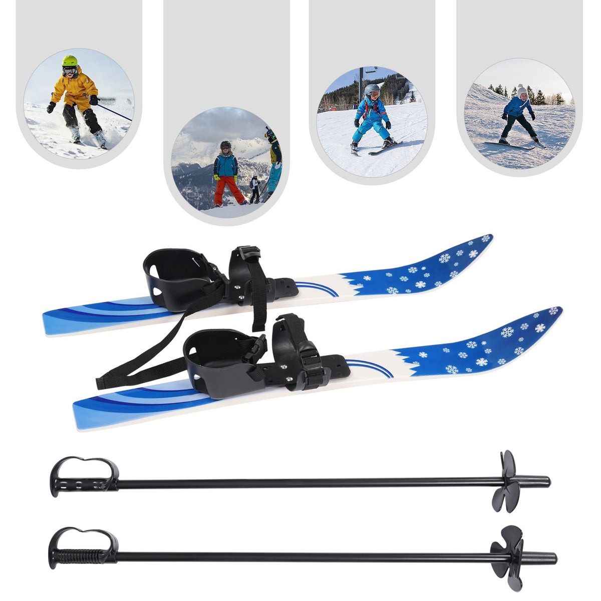 Kids Snow Skis 68x6cm Beginner Ski Set for 2-8 Years Old, Blue