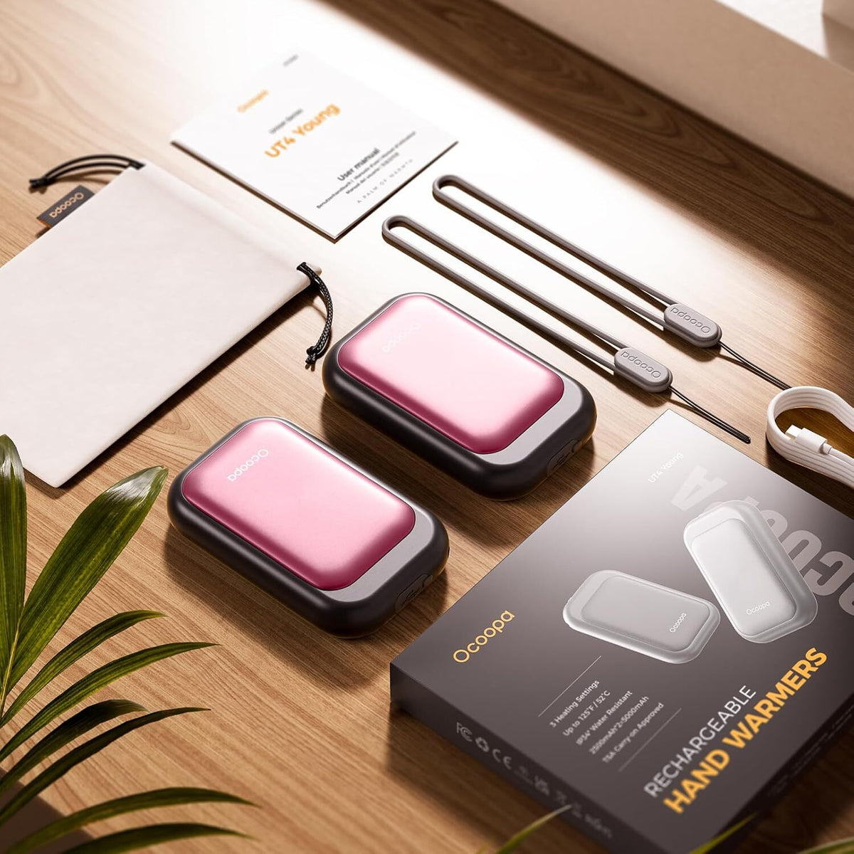 Rechargeable Magnetic Hand Warmers - Slim Pocketable Heater with 5000mAh Power Bank