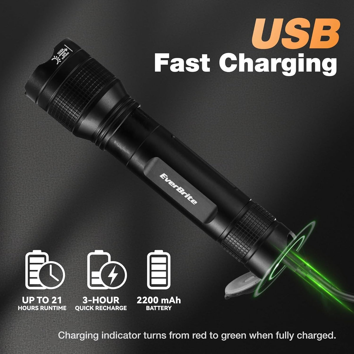 Rechargeable LED Flashlight 3000LM Super Bright Zoomable with 5 Modes