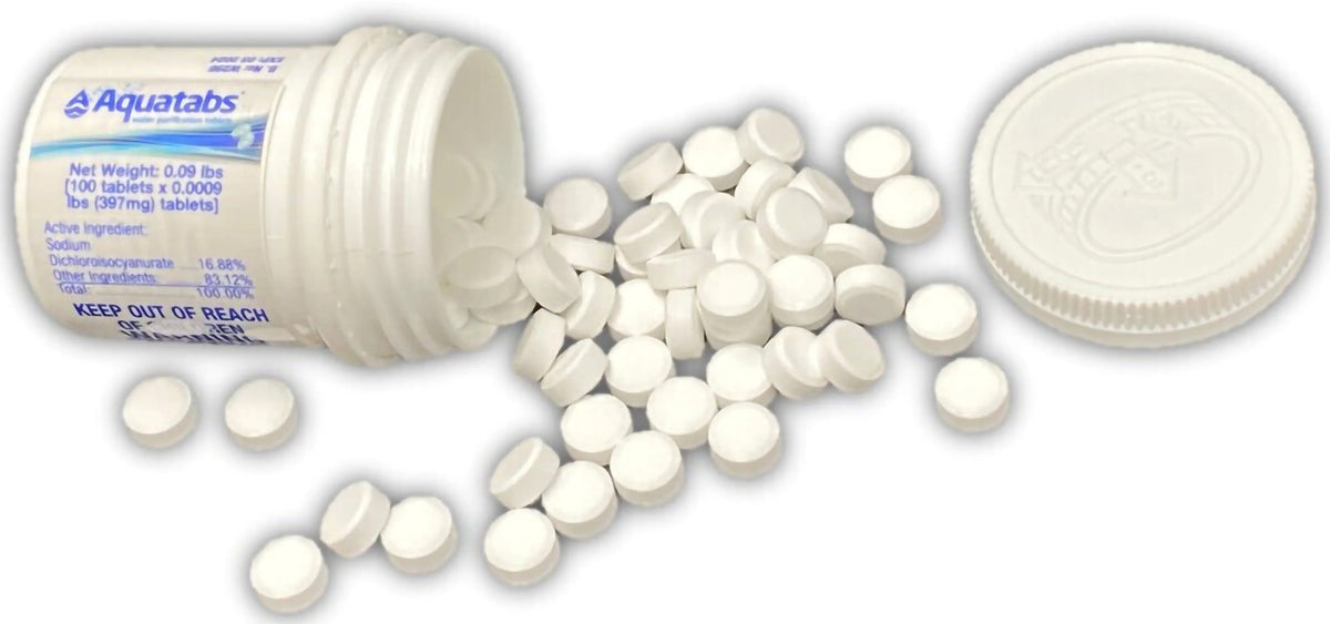 Water Purification Tablets 397mg - 100 Pack for Safe Drinking Water